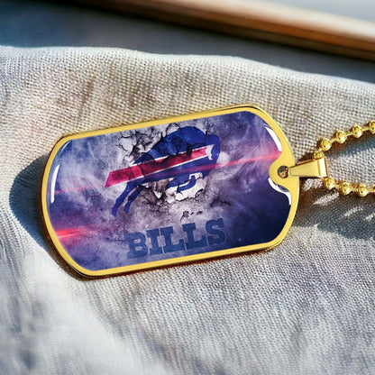 American Football Dog Tag Necklace - AFD055 - Buffalo Bills - NFL Teams - Military Ball Chain