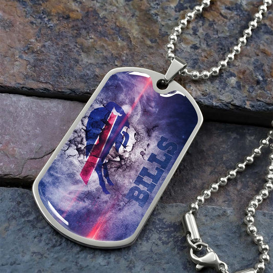 American Football Dog Tag Necklace - AFD055 - Buffalo Bills - NFL Teams - Military Ball Chain