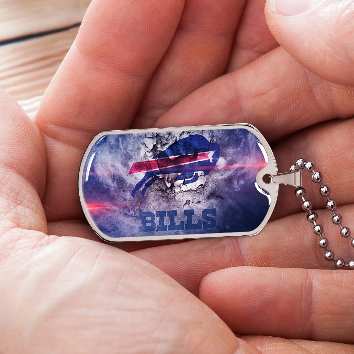 American Football Dog Tag Necklace - AFD055 - Buffalo Bills - NFL Teams - Military Ball Chain