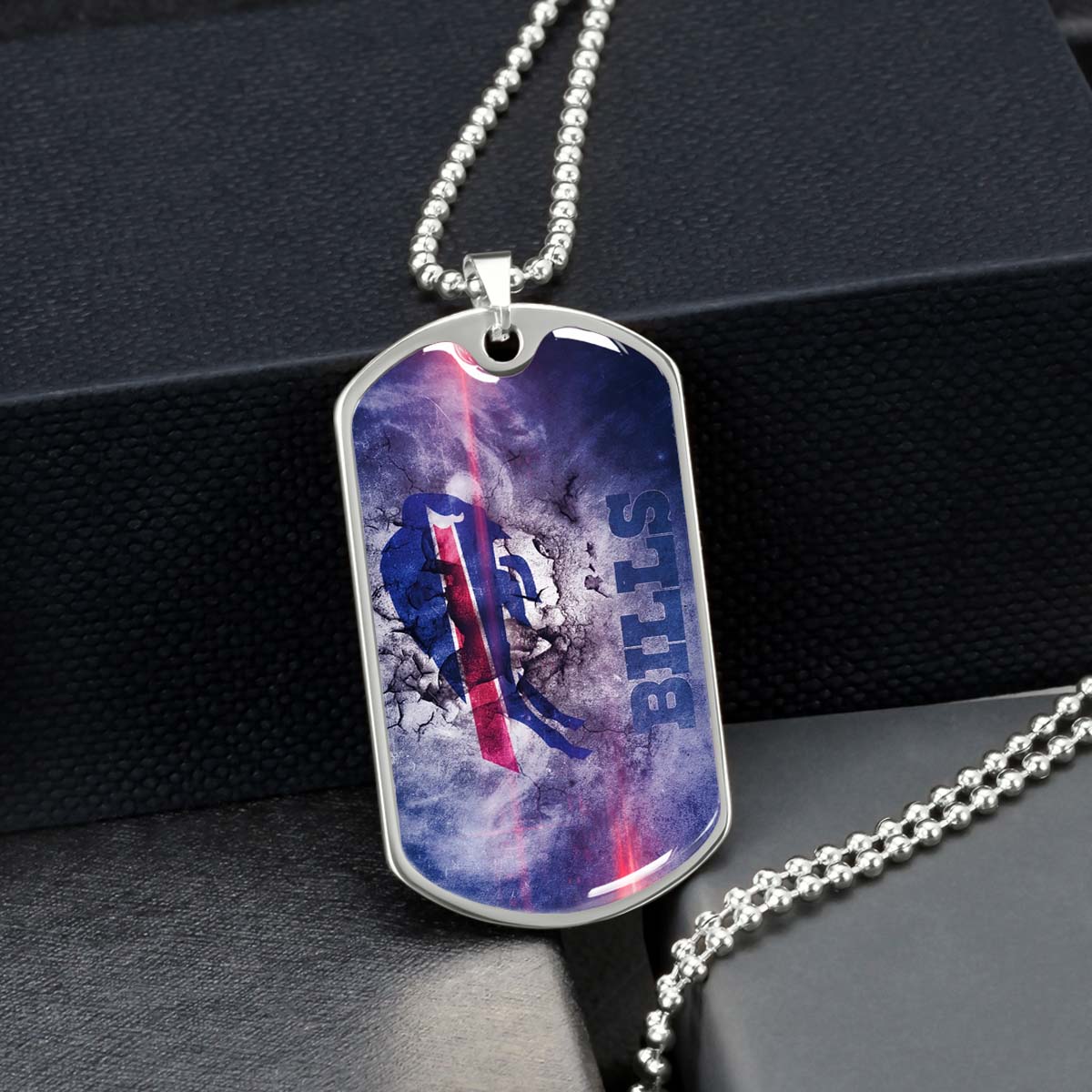 American Football Dog Tag Necklace - AFD055 - Buffalo Bills - NFL Teams - Military Ball Chain