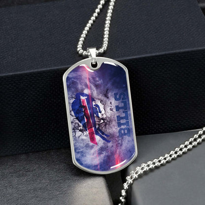American Football Dog Tag Necklace - AFD055 - Buffalo Bills - NFL Teams - Military Ball Chain