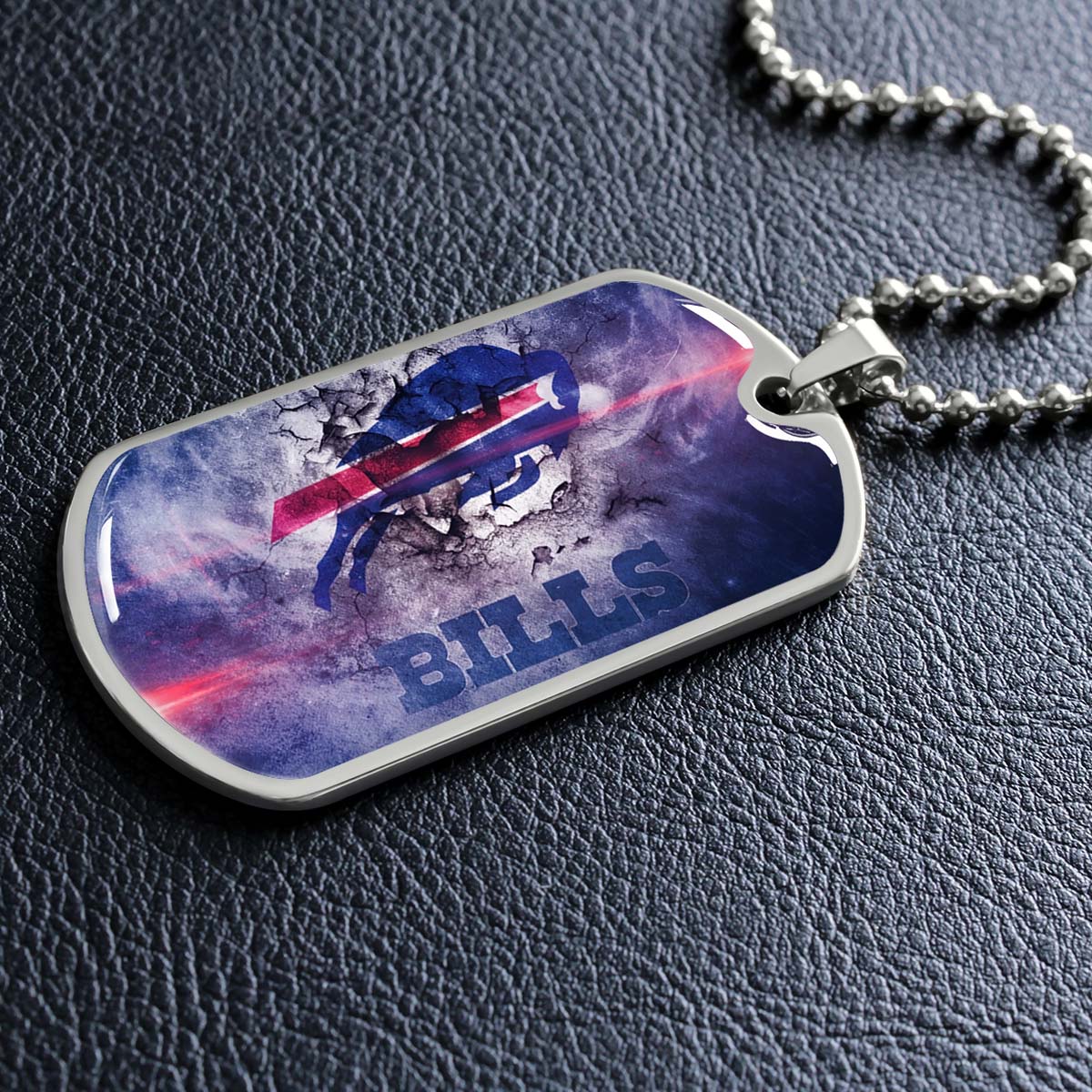 American Football Dog Tag Necklace - AFD055 - Buffalo Bills - NFL Teams - Military Ball Chain