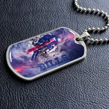 American Football Dog Tag Necklace - AFD055 - Buffalo Bills - NFL Teams - Military Ball Chain
