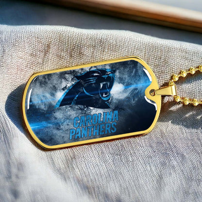 American Football Dog Tag Necklace - AFD056 - Carolina Panthers - NFL Teams - Military Ball Chain