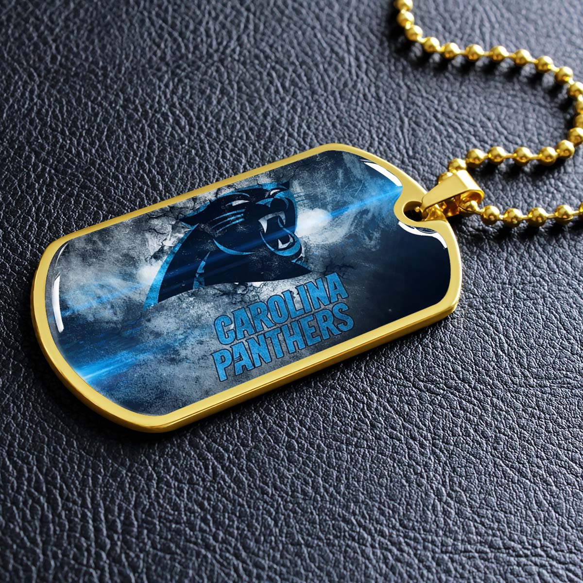 American Football Dog Tag Necklace - AFD056 - Carolina Panthers - NFL Teams - Military Ball Chain