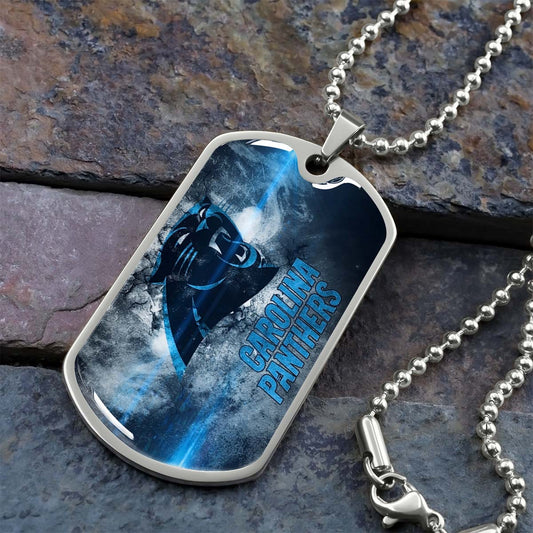 American Football Dog Tag Necklace - AFD056 - Carolina Panthers - NFL Teams - Military Ball Chain