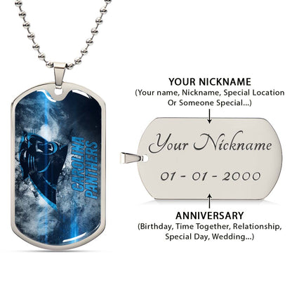 American Football Dog Tag Necklace - AFD056 - Carolina Panthers - NFL Teams - Military Ball Chain