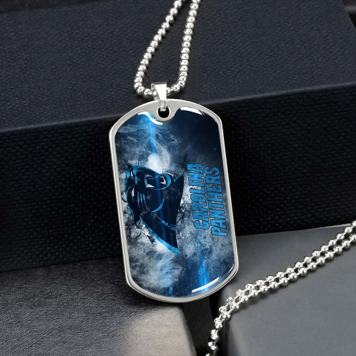 American Football Dog Tag Necklace - AFD056 - Carolina Panthers - NFL Teams - Military Ball Chain
