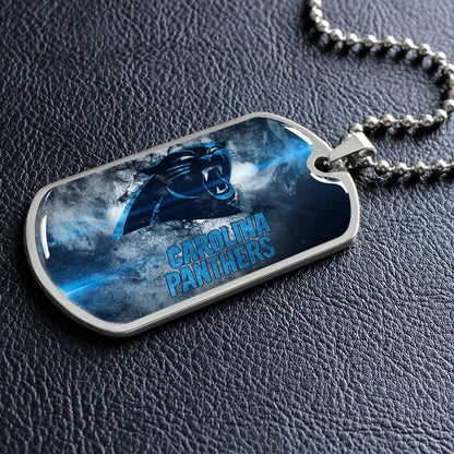 American Football Dog Tag Necklace - AFD056 - Carolina Panthers - NFL Teams - Military Ball Chain