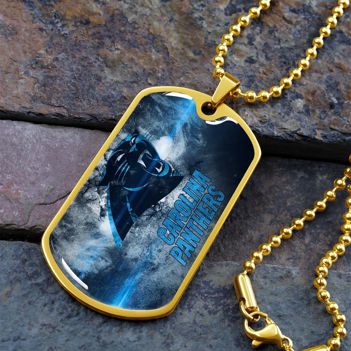 American Football Dog Tag Necklace - AFD056 - Carolina Panthers - NFL Teams - Military Ball Chain