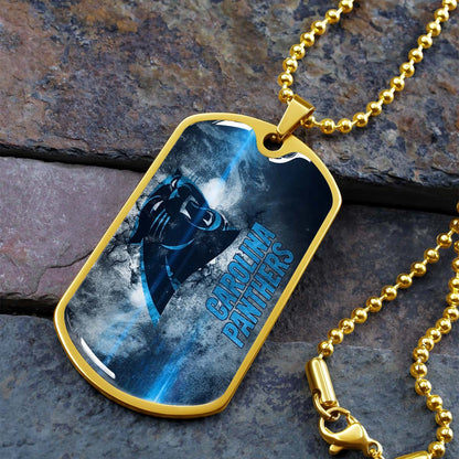 American Football Dog Tag Necklace - AFD056 - Carolina Panthers - NFL Teams - Military Ball Chain