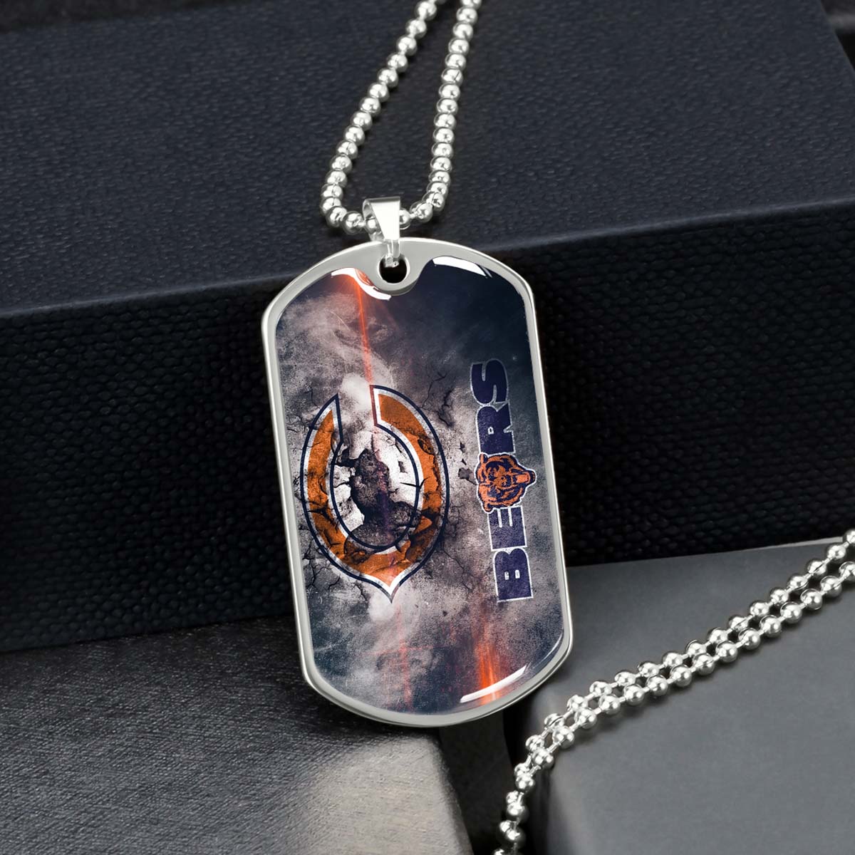 American Football Dog Tag Necklace - AFD057 - Chicago Bears - NFL Teams - Military Ball Chain
