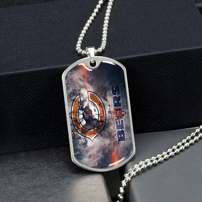 American Football Dog Tag Necklace - AFD057 - Chicago Bears - NFL Teams - Military Ball Chain