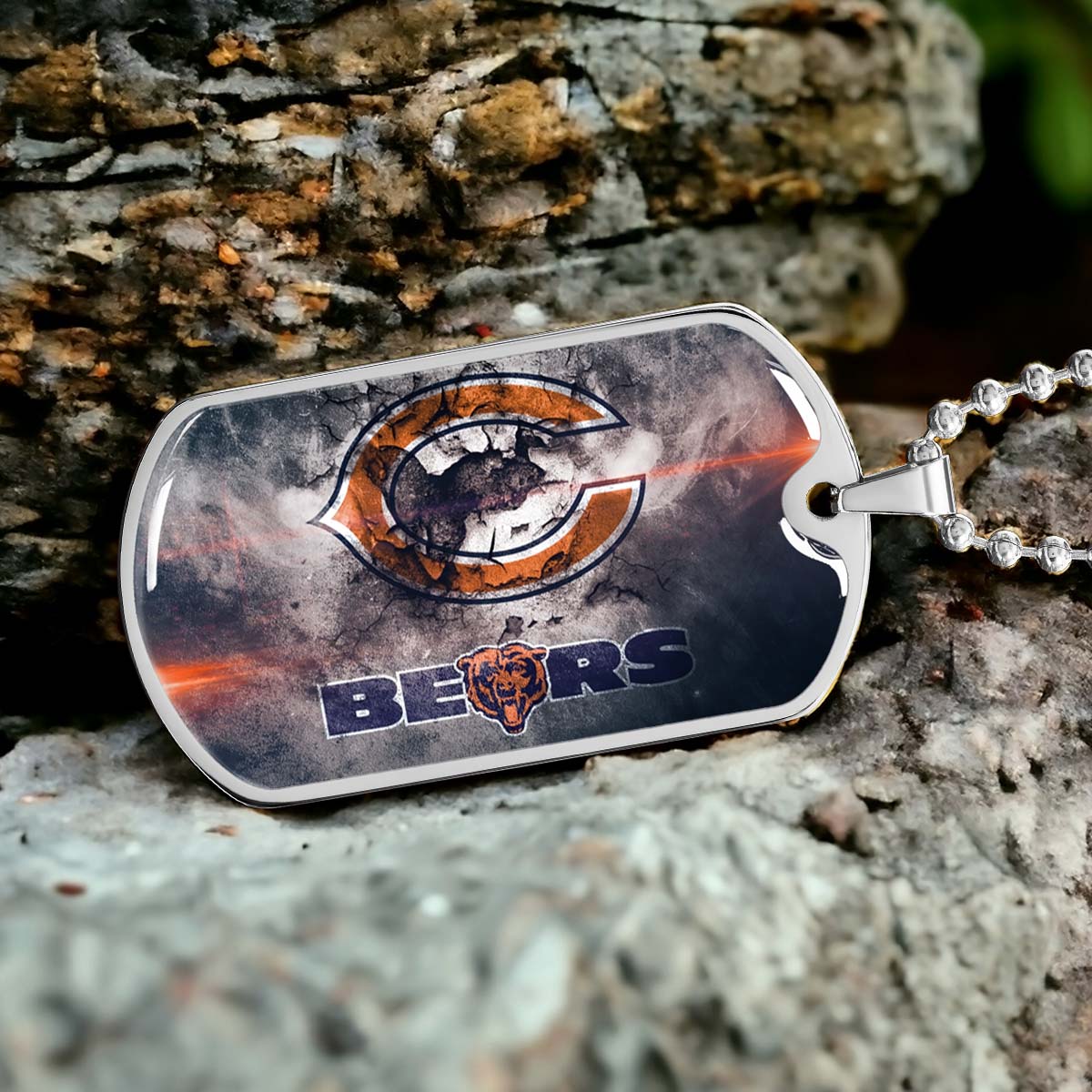 American Football Dog Tag Necklace - AFD057 - Chicago Bears - NFL Teams - Military Ball Chain