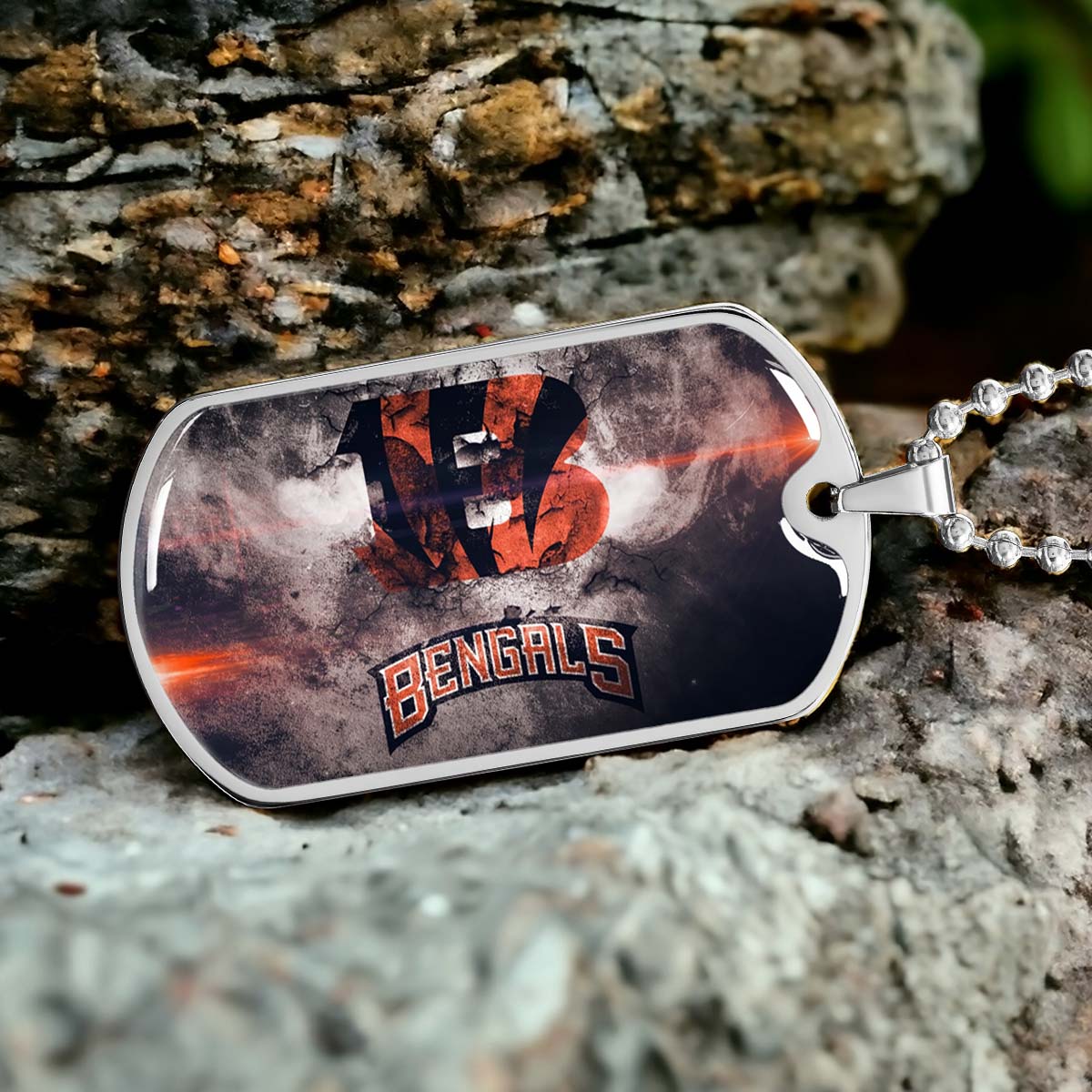 American Football Dog Tag Necklace - AFD058 - Cincinnati Bengals - NFL Teams - Military Ball Chain