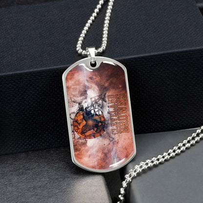 American Football Dog Tag Necklace - AFD059 - Cleveland Browns - NFL Teams - Military Ball Chain