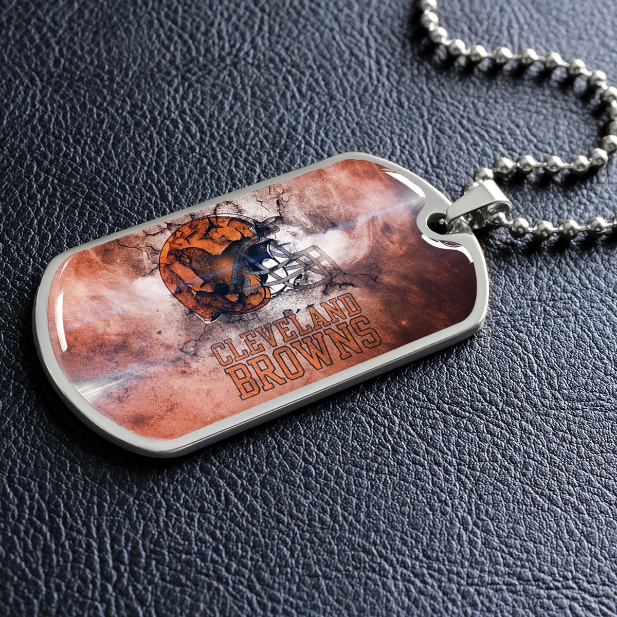 American Football Dog Tag Necklace - AFD059 - Cleveland Browns - NFL Teams - Military Ball Chain