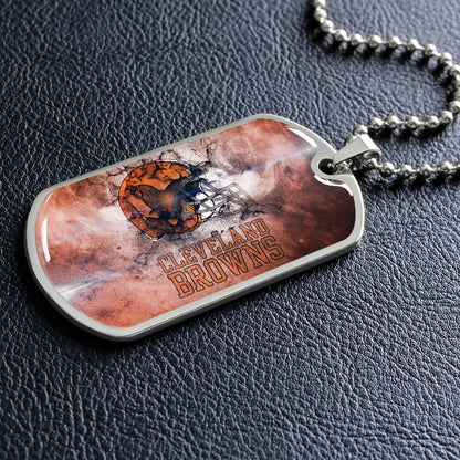 American Football Dog Tag Necklace - AFD059 - Cleveland Browns - NFL Teams - Military Ball Chain