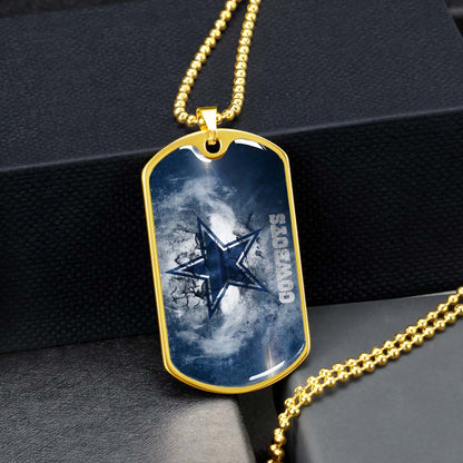 American Football Dog Tag Necklace - AFD060 - Dallas Cowboys - NFL Teams - Military Ball Chain