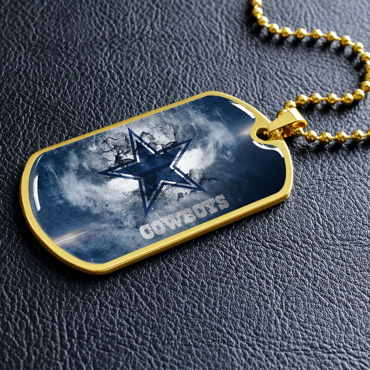 American Football Dog Tag Necklace - AFD060 - Dallas Cowboys - NFL Teams - Military Ball Chain