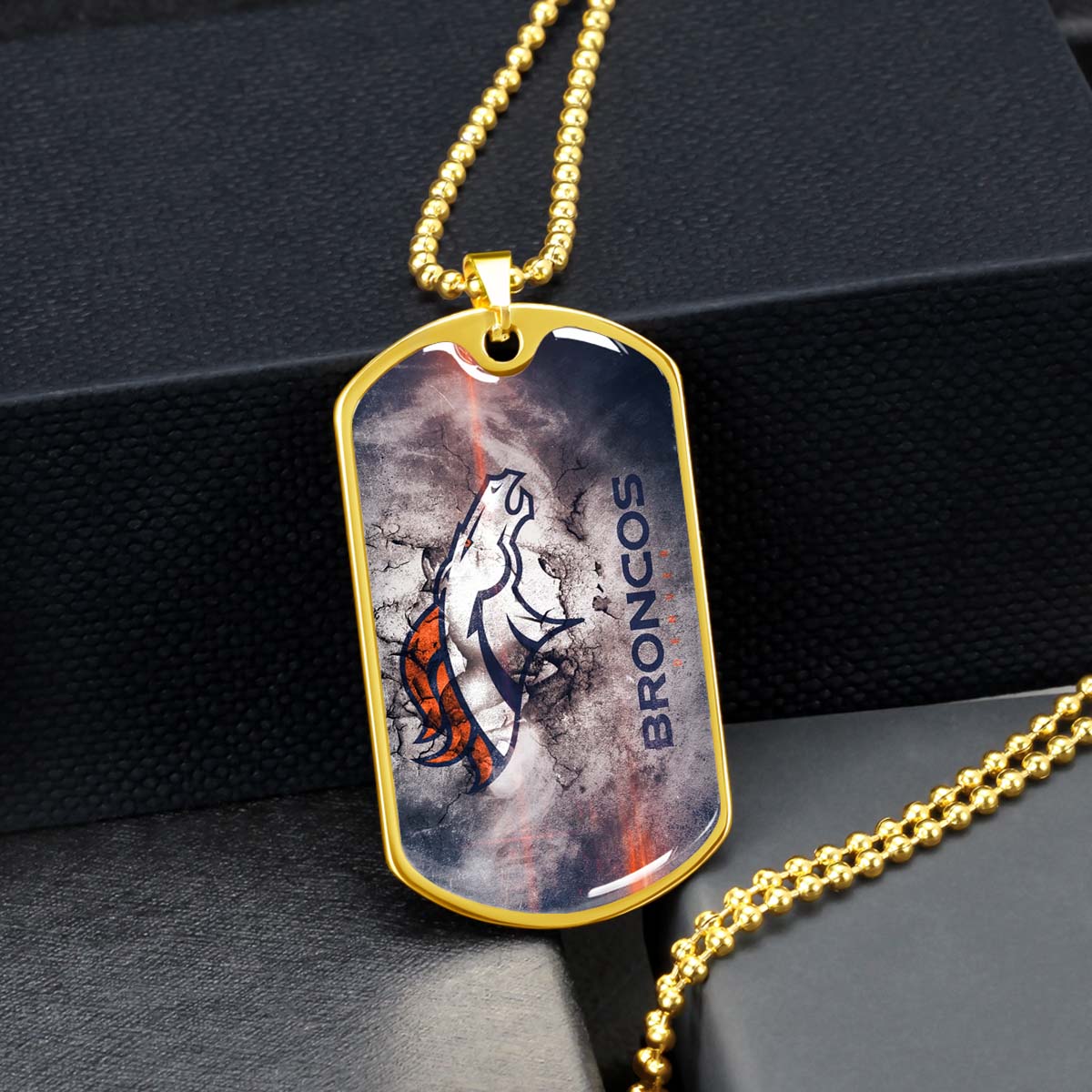 American Football Dog Tag Necklace - AFD061 - Denver Broncos - NFL Teams - Military Ball Chain