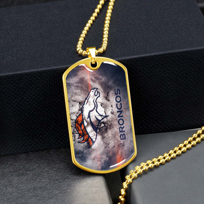 American Football Dog Tag Necklace - AFD061 - Denver Broncos - NFL Teams - Military Ball Chain