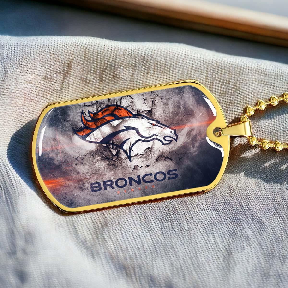 American Football Dog Tag Necklace - AFD061 - Denver Broncos - NFL Teams - Military Ball Chain