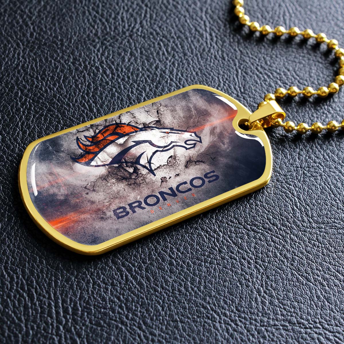 American Football Dog Tag Necklace - AFD061 - Denver Broncos - NFL Teams - Military Ball Chain