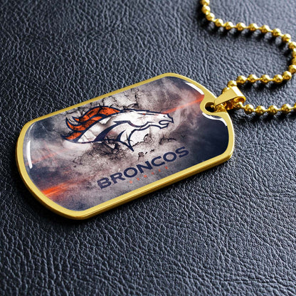 American Football Dog Tag Necklace - AFD061 - Denver Broncos - NFL Teams - Military Ball Chain