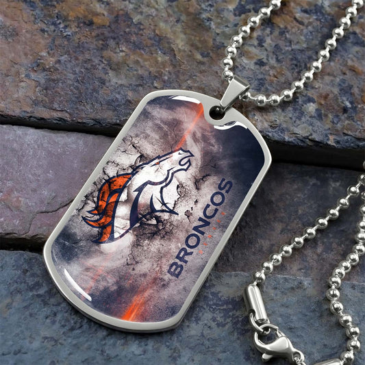 American Football Dog Tag Necklace - AFD061 - Denver Broncos - NFL Teams - Military Ball Chain