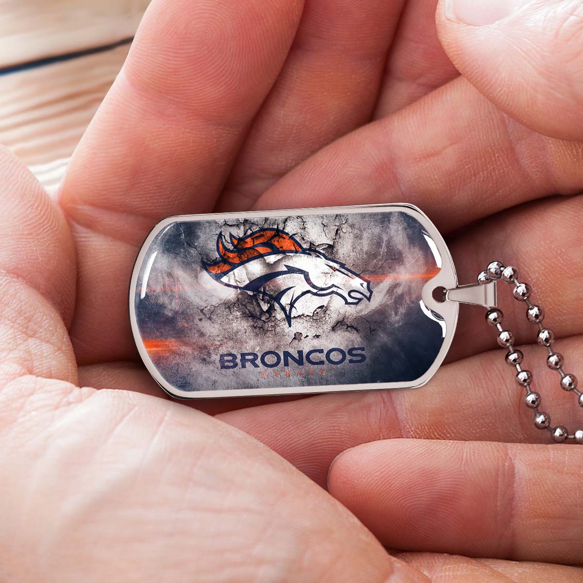 American Football Dog Tag Necklace - AFD061 - Denver Broncos - NFL Teams - Military Ball Chain