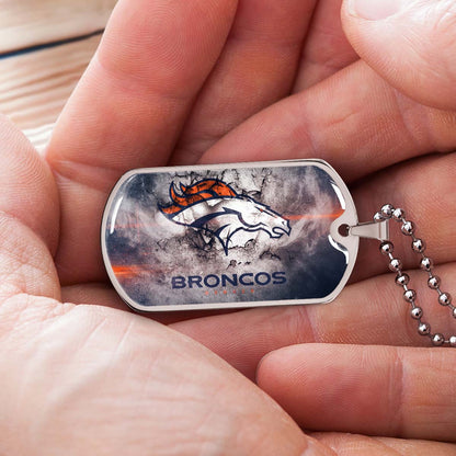 American Football Dog Tag Necklace - AFD061 - Denver Broncos - NFL Teams - Military Ball Chain