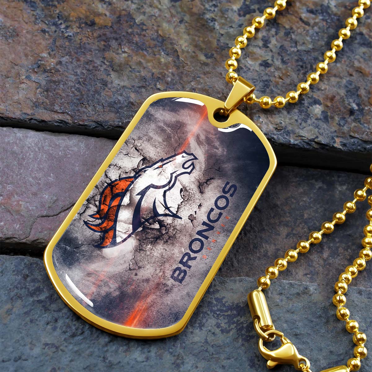 American Football Dog Tag Necklace - AFD061 - Denver Broncos - NFL Teams - Military Ball Chain