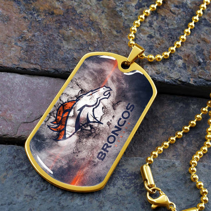 American Football Dog Tag Necklace - AFD061 - Denver Broncos - NFL Teams - Military Ball Chain