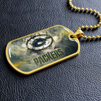 American Football Dog Tag Necklace - AFD063 - Green Bay Packers - NFL Teams - Military Ball Chain