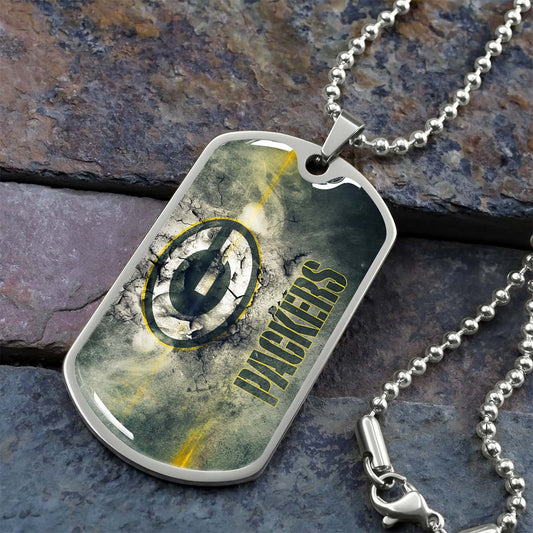 American Football Dog Tag Necklace - AFD063 - Green Bay Packers - NFL Teams - Military Ball Chain