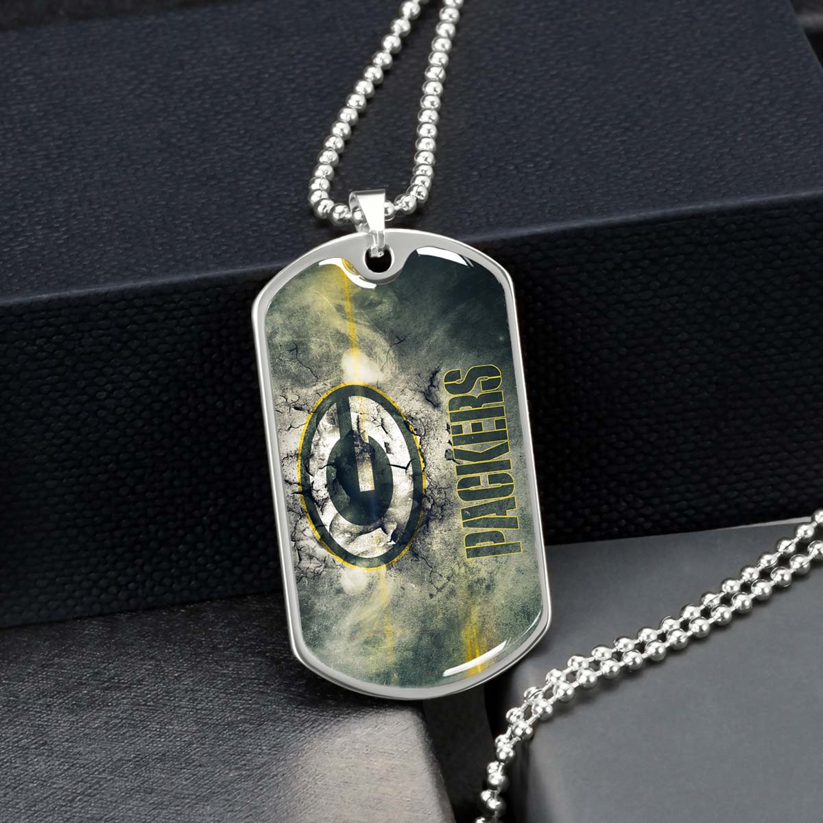 American Football Dog Tag Necklace - AFD063 - Green Bay Packers - NFL Teams - Military Ball Chain