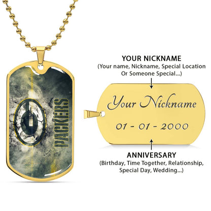 American Football Dog Tag Necklace - AFD063 - Green Bay Packers - NFL Teams - Military Ball Chain