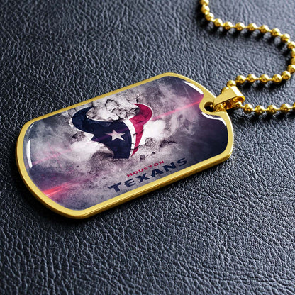 American Football Dog Tag Necklace - AFD064 - Houston Texans - NFL Teams - Military Ball Chain