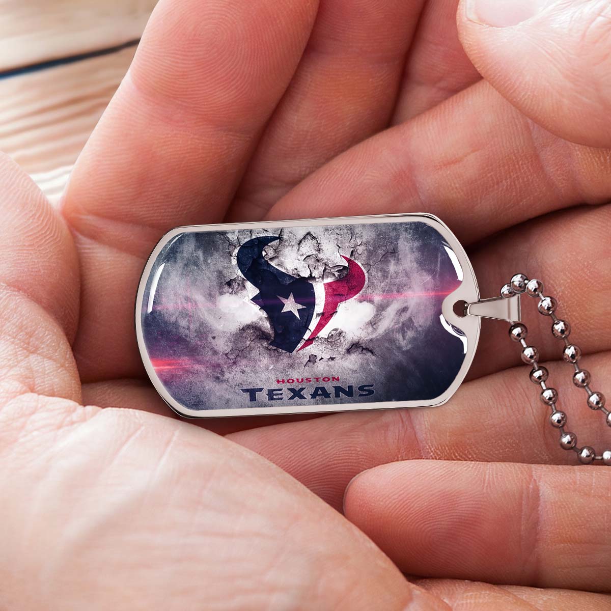 American Football Dog Tag Necklace - AFD064 - Houston Texans - NFL Teams - Military Ball Chain