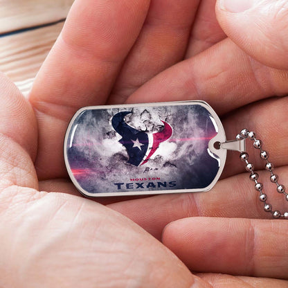 American Football Dog Tag Necklace - AFD064 - Houston Texans - NFL Teams - Military Ball Chain