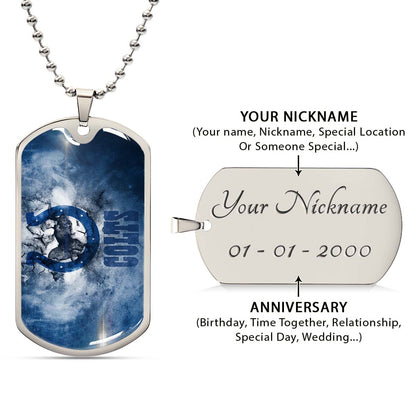 American Football Dog Tag Necklace - AFD065 - Indianapolis Colts - NFL Teams - Military Ball Chain