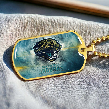 American Football Dog Tag Necklace - AFD066 - Jacksonville Jaguars - NFL Teams - Military Ball Chain
