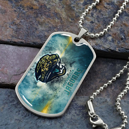American Football Dog Tag Necklace - AFD066 - Jacksonville Jaguars - NFL Teams - Military Ball Chain