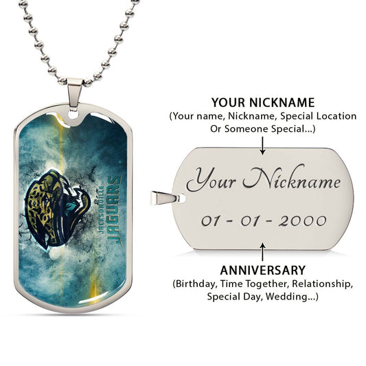 American Football Dog Tag Necklace - AFD066 - Jacksonville Jaguars - NFL Teams - Military Ball Chain