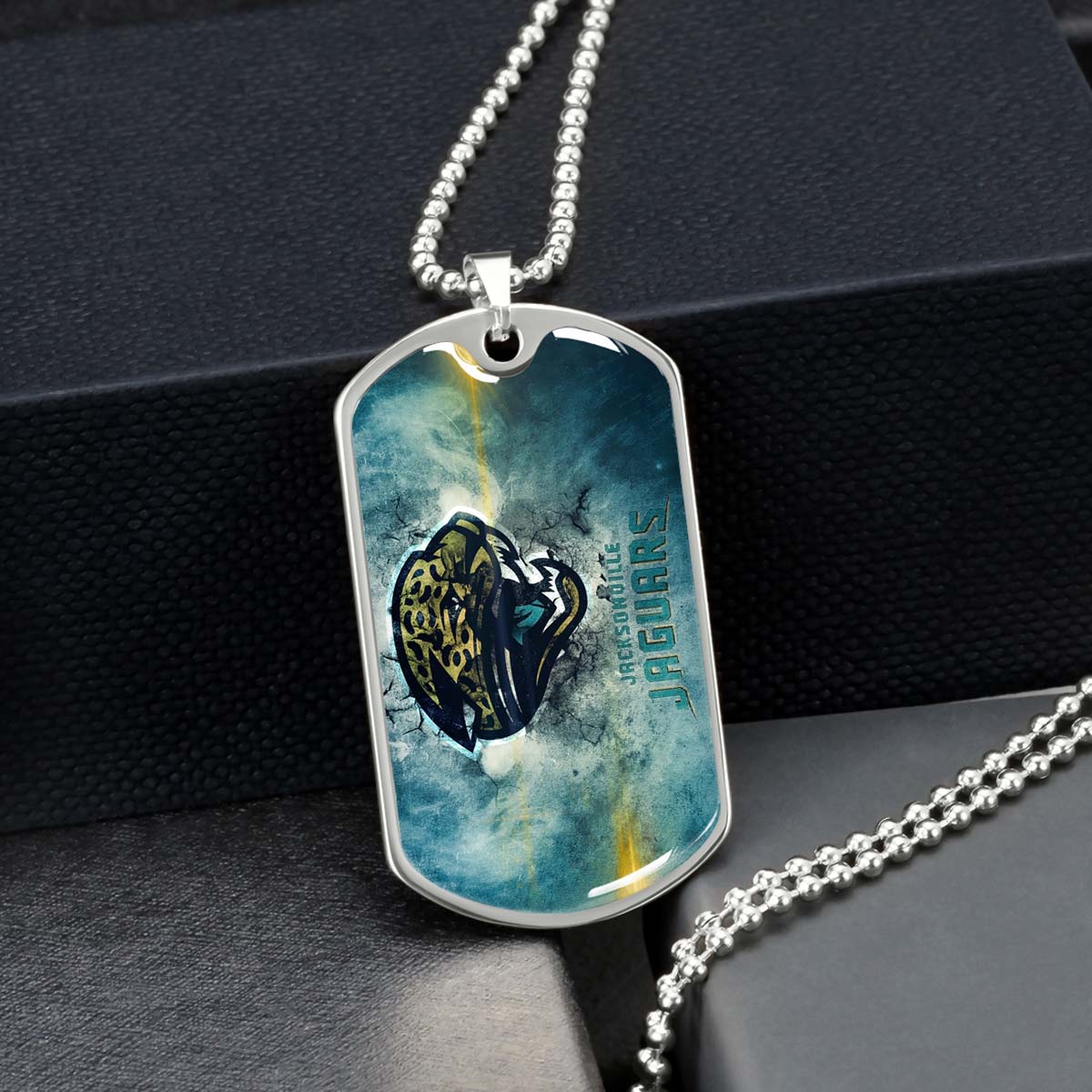 American Football Dog Tag Necklace - AFD066 - Jacksonville Jaguars - NFL Teams - Military Ball Chain