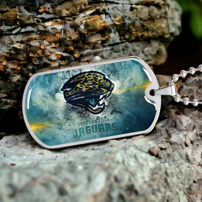 American Football Dog Tag Necklace - AFD066 - Jacksonville Jaguars - NFL Teams - Military Ball Chain