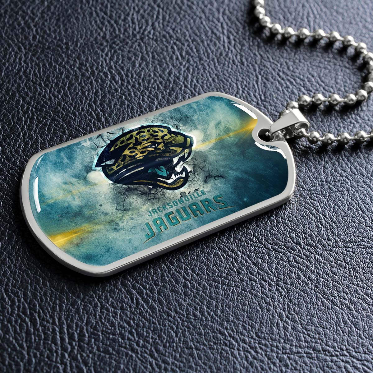 American Football Dog Tag Necklace - AFD066 - Jacksonville Jaguars - NFL Teams - Military Ball Chain