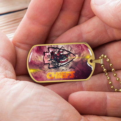 American Football Dog Tag Necklace - AFD067 - Kansas City Chiefs - NFL Teams - Military Ball Chain