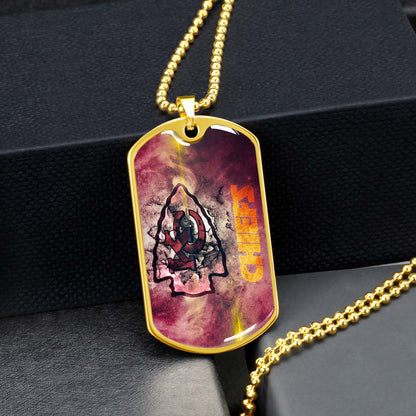 American Football Dog Tag Necklace - AFD067 - Kansas City Chiefs - NFL Teams - Military Ball Chain